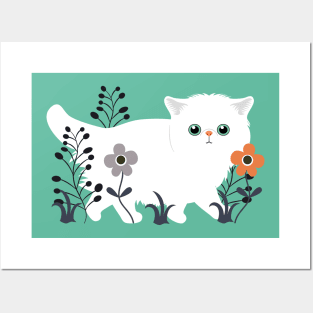 Cute Persian Kitten in a Garden Posters and Art